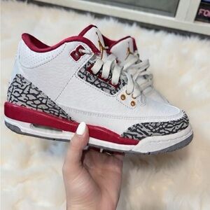Jordan Retro 3 Cardinal Red Sneakers Size 5.5W/4Y